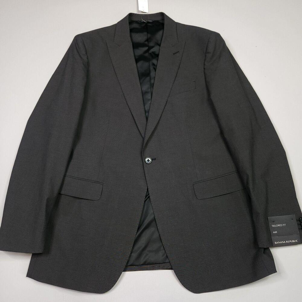 New Banana Republic Tailored Fit Cotton 1 Button Suit Jacket Grey Preppy 44R